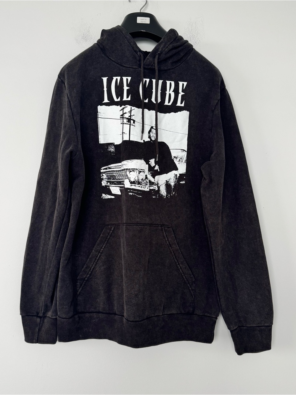 Ice Cube Hoodie Mens M Black Fleece Pullover Rap Hip Hop Car Graphic Sweatshirt
